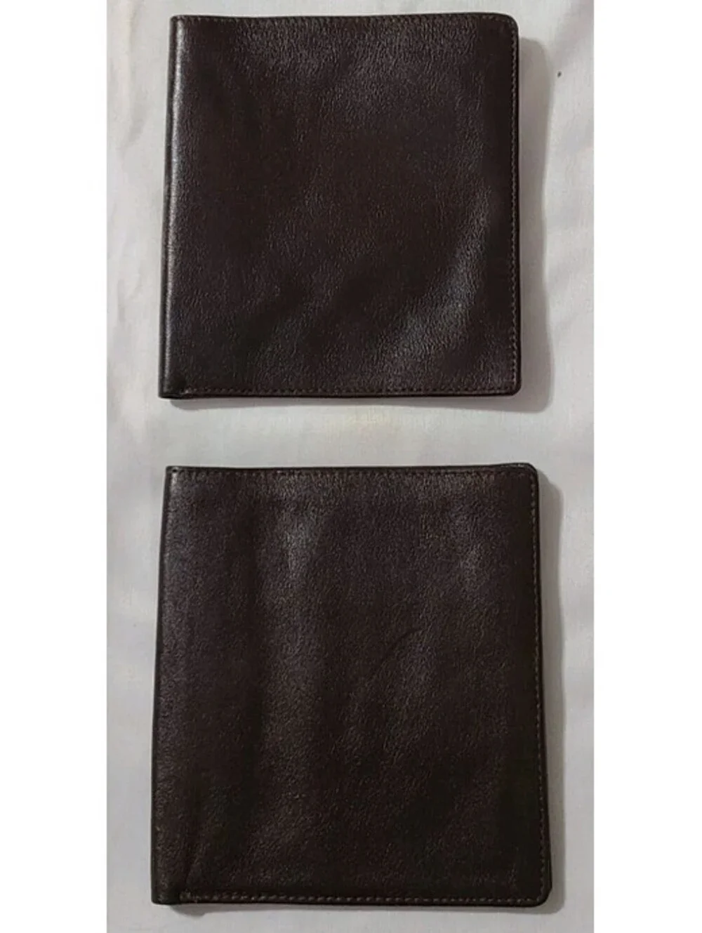 2pk Vtg L’Aiglon Leather Bifold Wallet Sz Small Dark Brown 10 CC Slots Billfold